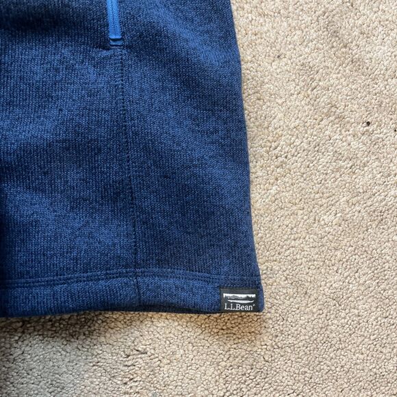 LL Bean Sweater Fleece Coat Womens 1X Blue Hooded Full Zip Long Jacket Light - Picture 3 of 7